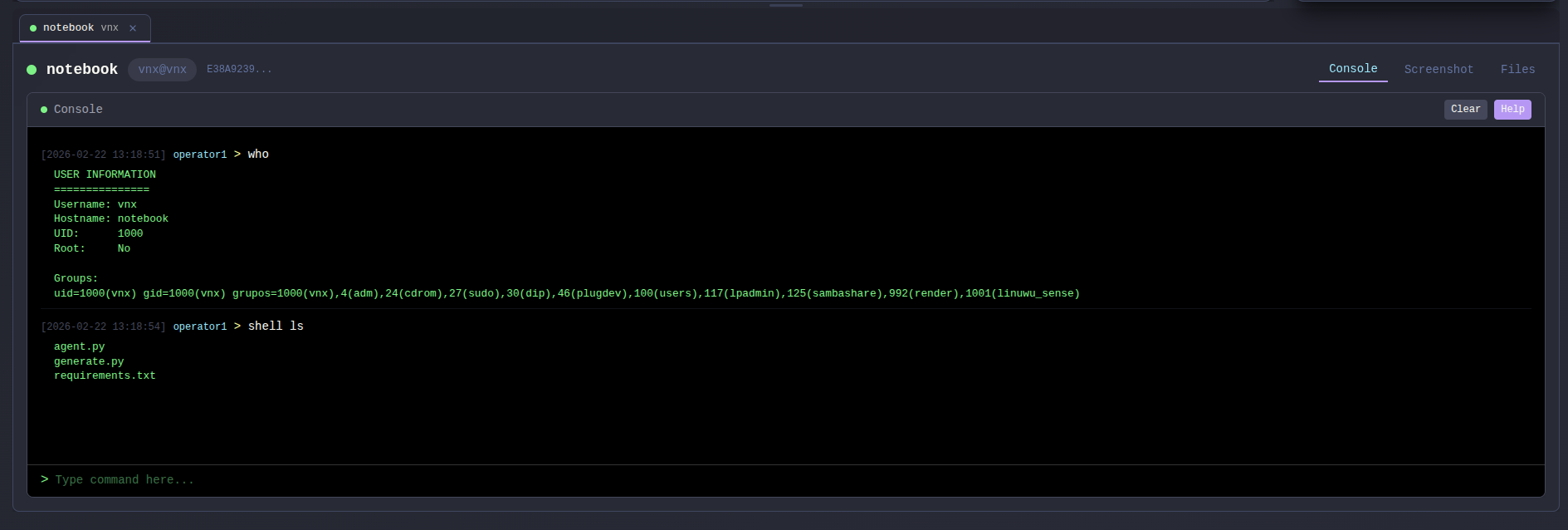 Histórico de comandos e fila